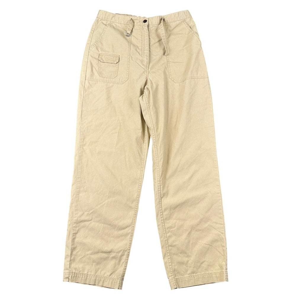 LL Bean Cargo Pants Womens Relaxed Ripstop‎ Tan Cotton Blend Size 12 Regular